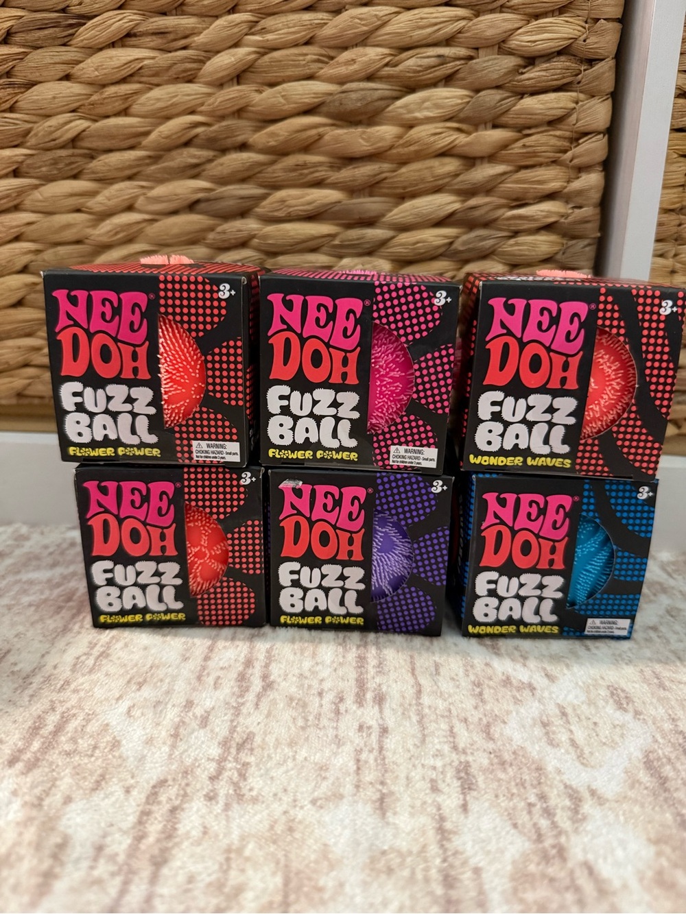 NeeDoh Fuzz Ball Lot of 6 Flower Power Wonder Waves 2026 NEW Schylling